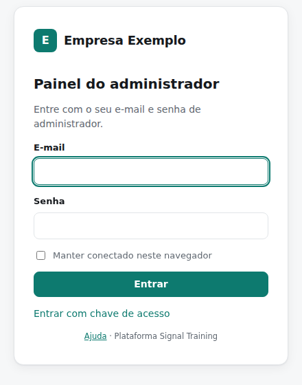 Tela de entrada do painel