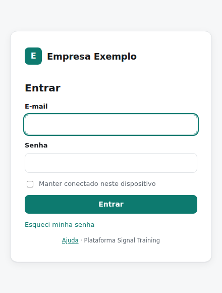 Tela de entrada com e-mail e senha